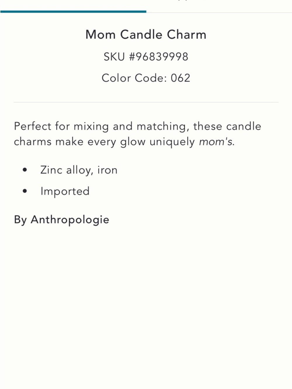 Anthropologie MOM Gold Floral Candle Charms - Picture 3 of 5